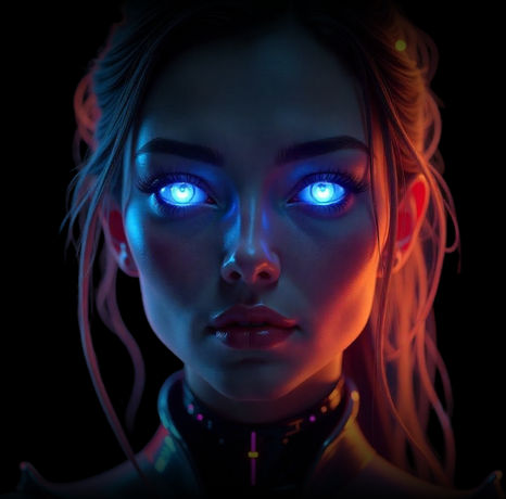 Ilustração de mulher robótica futurista